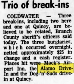 Starlite Drive-In (Alamo Drive-In) - Apr 1969 Robbery